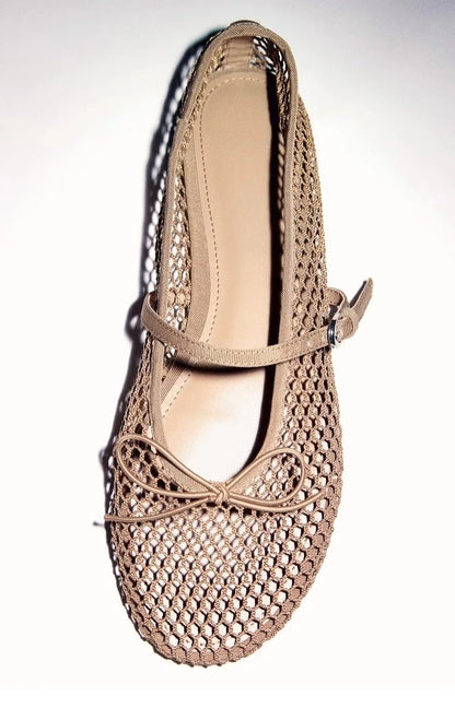 Women’s Breathable Ballet Flats - Mary Jane, Mesh, Summer
