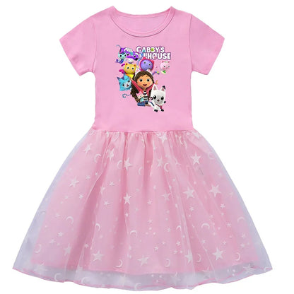 Princess-Style, Flowy, Mid-Calf Length, Cotton, For Party Wear – Light Girls’ Dress