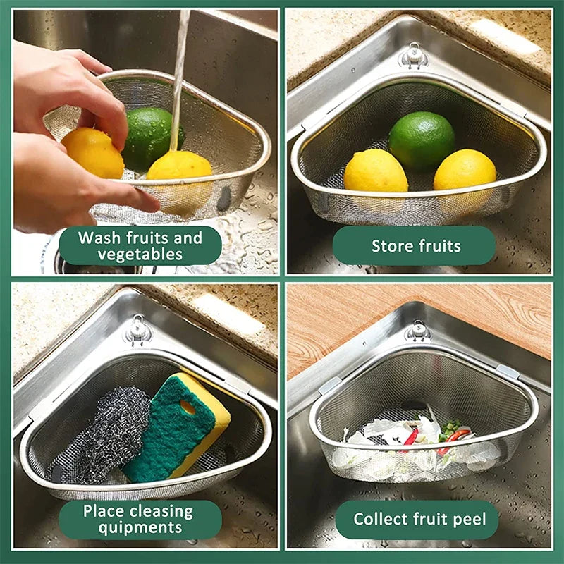 Steel Stainless Sink Strainer Basket Triangle Drainer In Sink Mesh Colander Fall 2026 Eco Friendly Kitchen Accessory