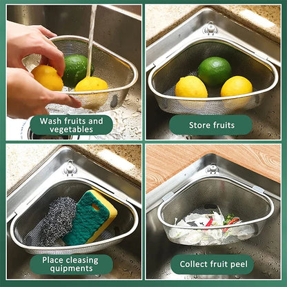 Steel Stainless Sink Strainer Basket Triangle Drainer In Sink Mesh Colander Fall 2026 Eco Friendly Kitchen Accessory