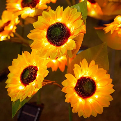 Solar2026 Edition Sunflower Lights 3 Head Garden Stake Outdoor LED Landscape Lights Water-Resistant Patio Yard Decor Summer