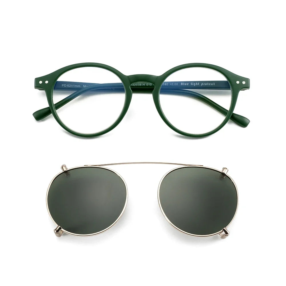 Clip2026 Edition On Sunglasses Retro Round Frames Anti Blue Light Polarizing Clip Ons Summer