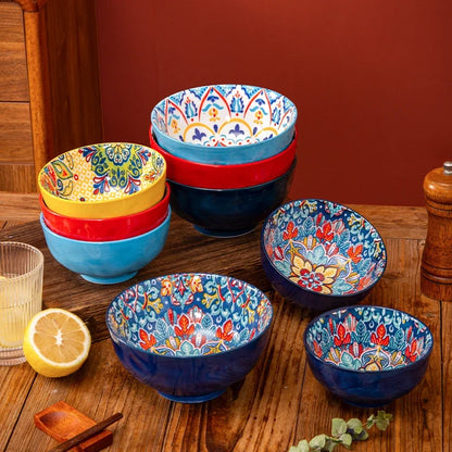 Ceramic Bohemian Rice Bowl Retro Noodle Bowl Kitchen Gift