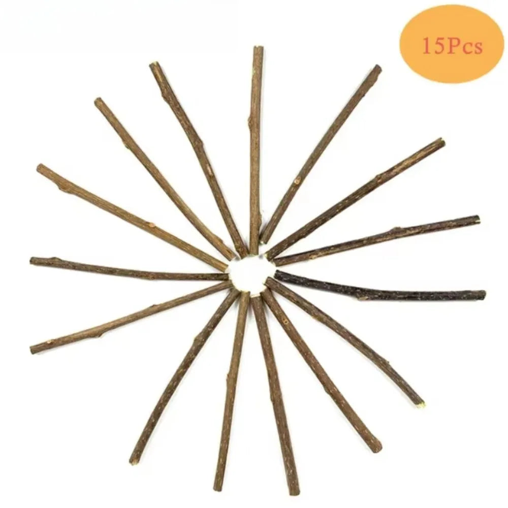Organic Matatabi Cat Chew Sticks 15-Pack - Silvervine Catnip Dental Toy for Teeth Cleaning