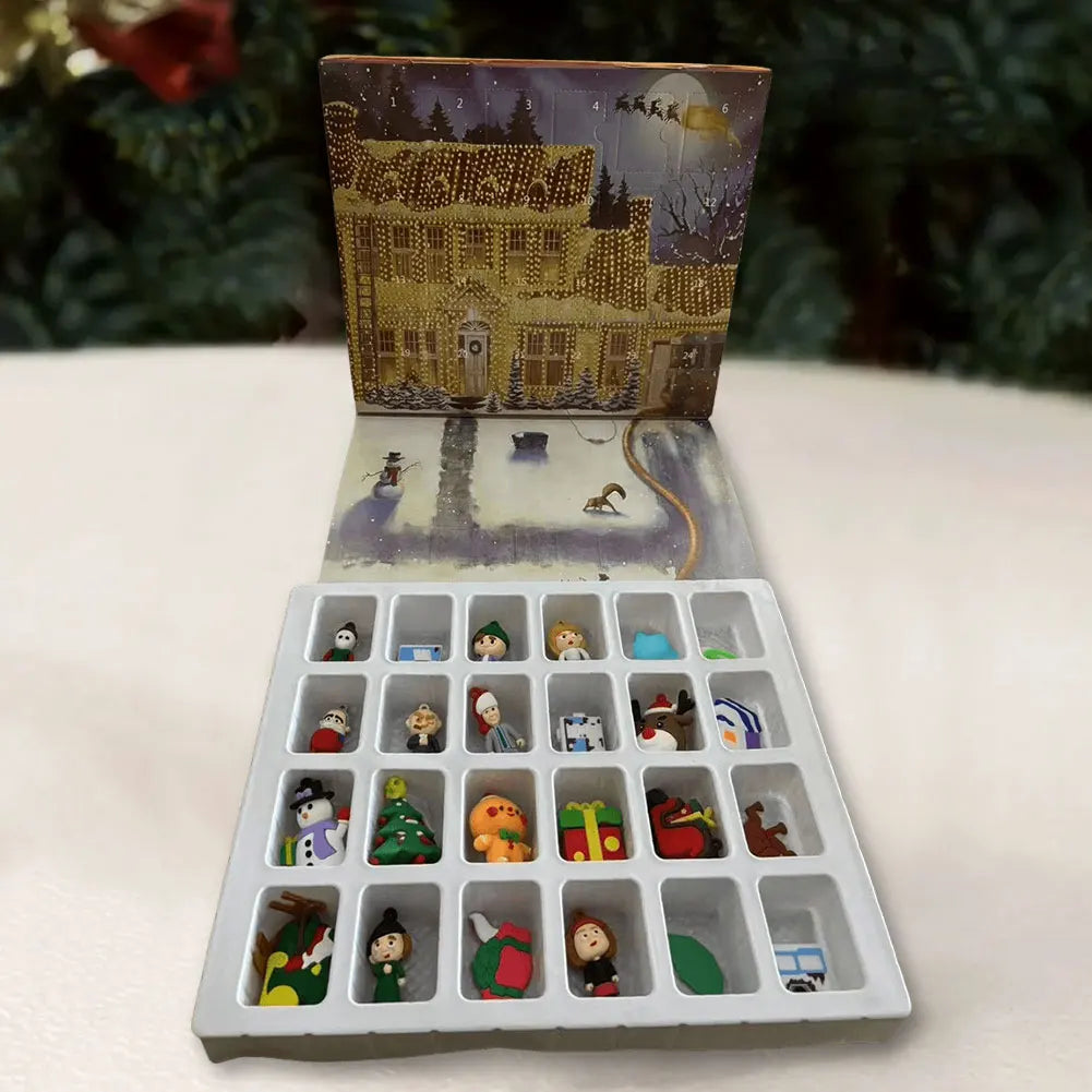 Calendar Advent 24 Days 3D Figures Christmas Countdown Gift