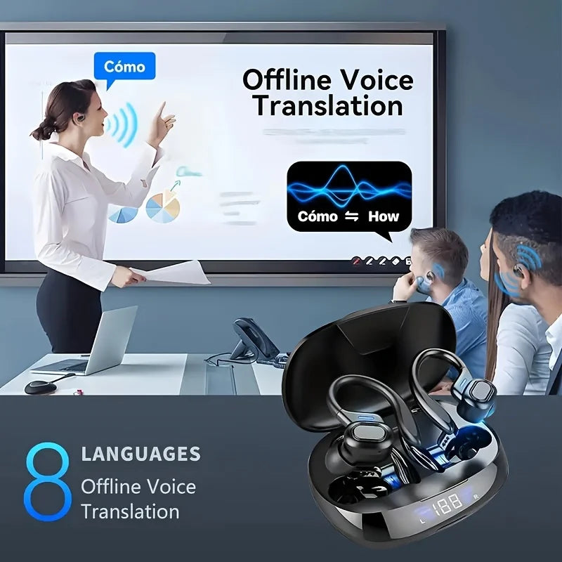 AI Translation Earphones Cordless Ear Hook Bluetooth