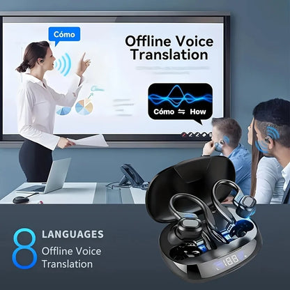 AI Translation Earphones Cordless Ear Hook Bluetooth
