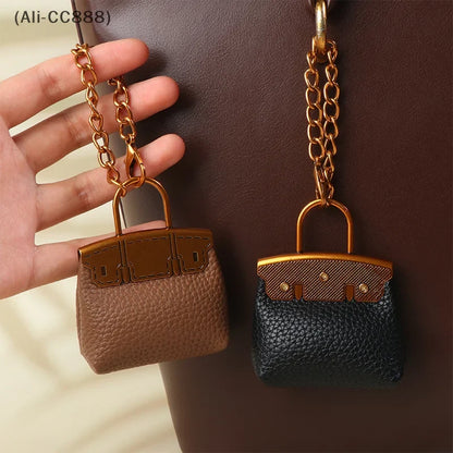 1+1 Free Birkin Inspired Mini Hand Bag - Compact Bag Charm Keychain with Metal Chain