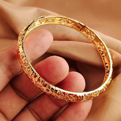 Color Gold Bangle Openwork Wedding Bracelet Dubai Style