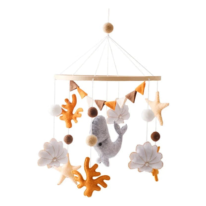 Crib Wooden Mobile Felt Bear Musical Newborn Sensory Toys