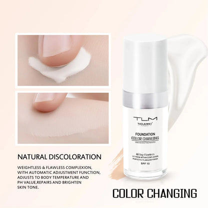 Color-Changing Liquid Foundation with SPF - Long-Lasting Water-Resistant Oil-Control Sunscreen Cream 30ml