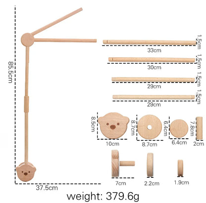 Wooden Baby Mobile Organic Wood Newborn Crib Mobile 0-12 Months Nursery Decor Newborn Gift 2025 Soothing Music