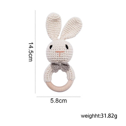 Crochet Baby Rattle Bunny Teether Newborn Sensory Toys