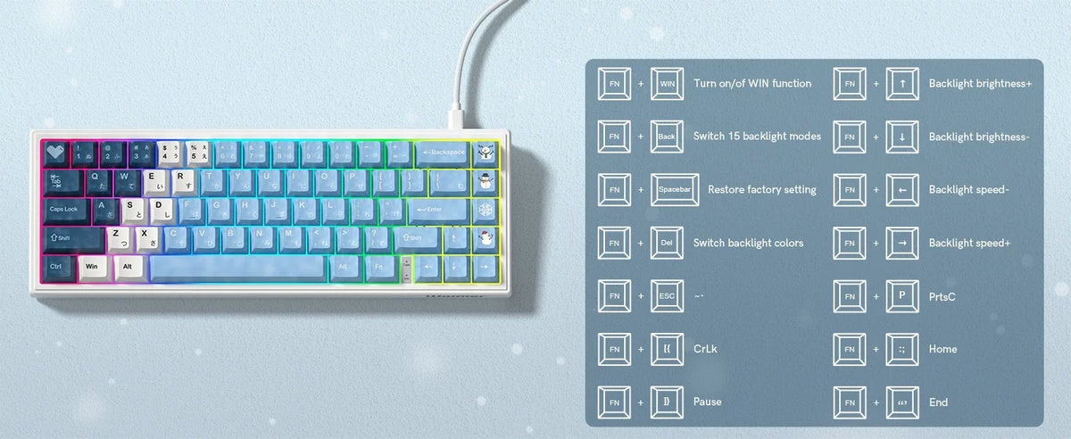 Mechanical Keyboard 68-Key Hall Effect RGB Wired Travel-Friendly