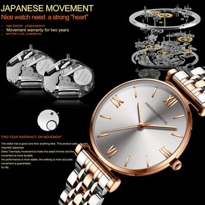 women's Timeless rose gold quartz wristwatch - stainless steel water-resistant minimalist round dial