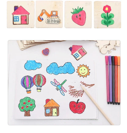 Wooden DIY Art Stencil Kit for Kids - Creative Painting & Drawing Tools, Educational Craft Supplies
