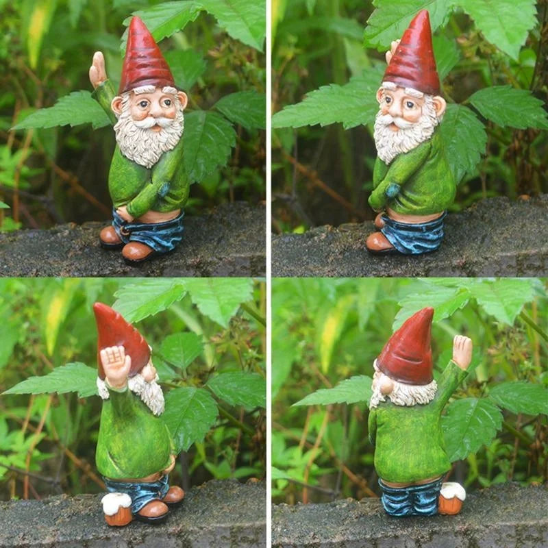 Gnome Garden Statue Urinating Outdoor Decor Christmas Holiday Garden Ornament Whimsical Gift Idea