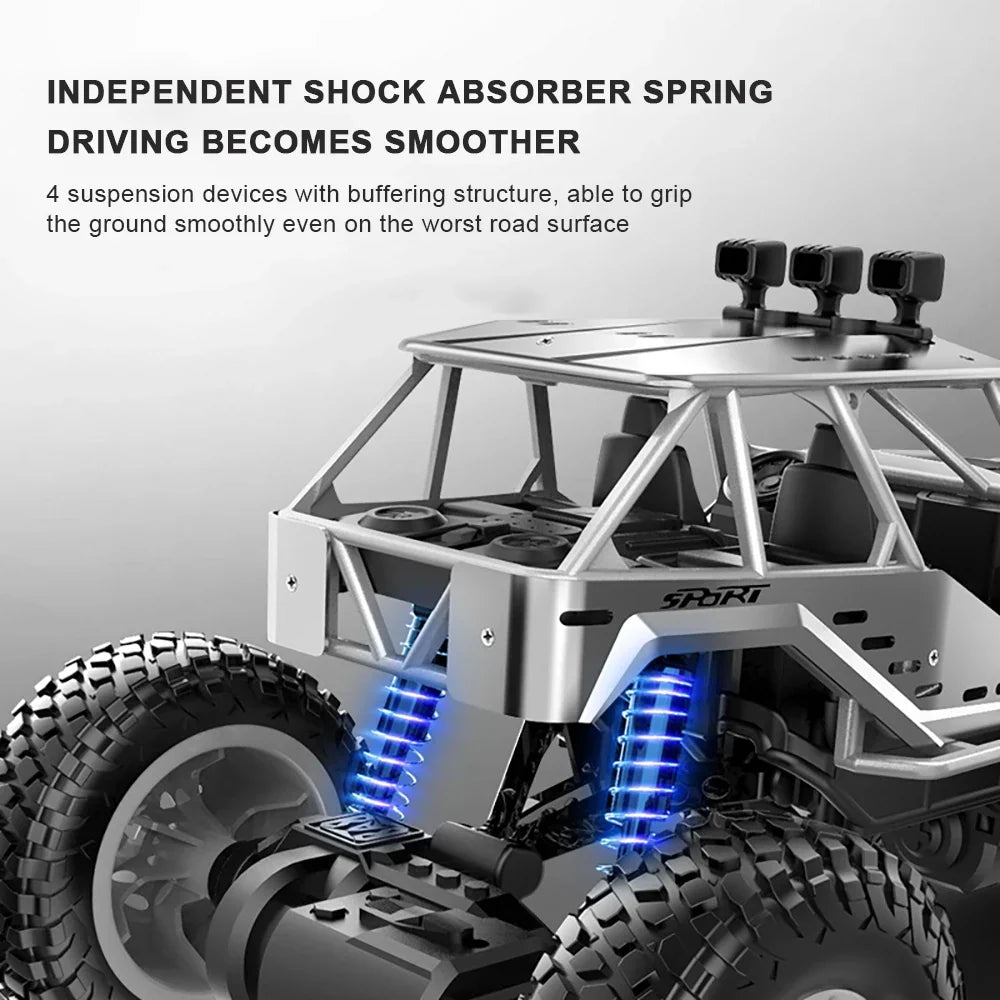 Remote2025 Edition Control Car Off Road Monster Truck Rock Crawler 4WD Dual Motors Metal Shell LED Headlights Kids Gift Fall