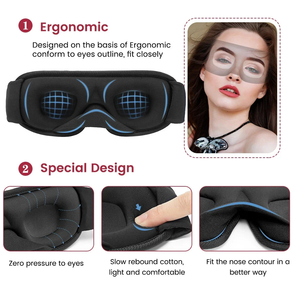 Light Blocking, Plush and Breathable Eyeshade for Travel and Night Rest – 3D Sleep Eye Mask
