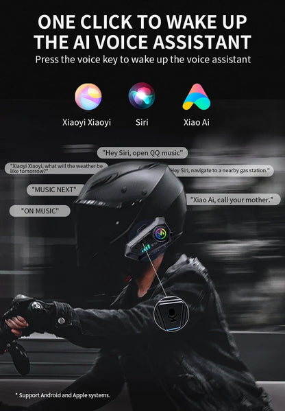 Water-Resistant Hands-Free Call Music Speaker Universal Fit 2026 – Bluetooth 5.3 Motorcycle Helmet Headset Y10