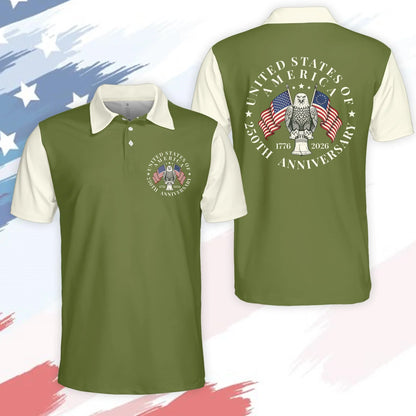 men's Breathable golf polo shirt - short sleeve, cotton blend, for patriotic events
