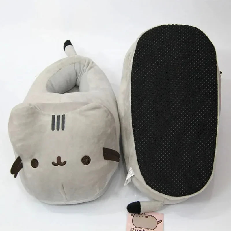 full-coverage cat-face design, plush, indoor home use – Warm women's cat-face slippers