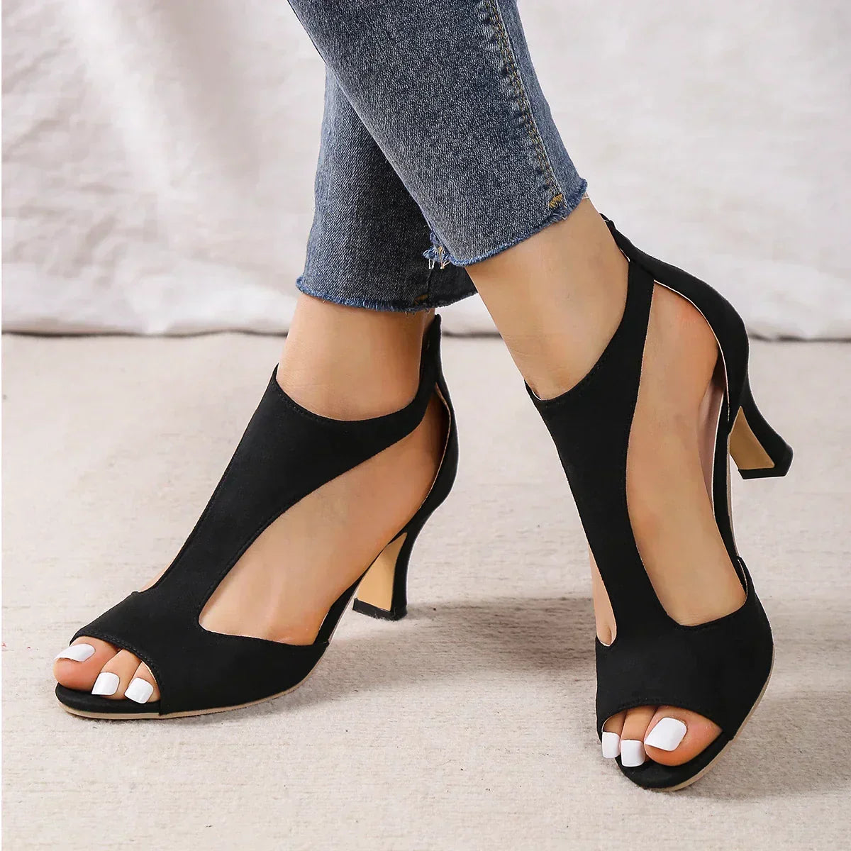 Orthopedic Heeled Shoes for Women, Comfortable Supportive Footwear, Stylish Design, EU Sizes 36-41, Black, Beige, Navy-1