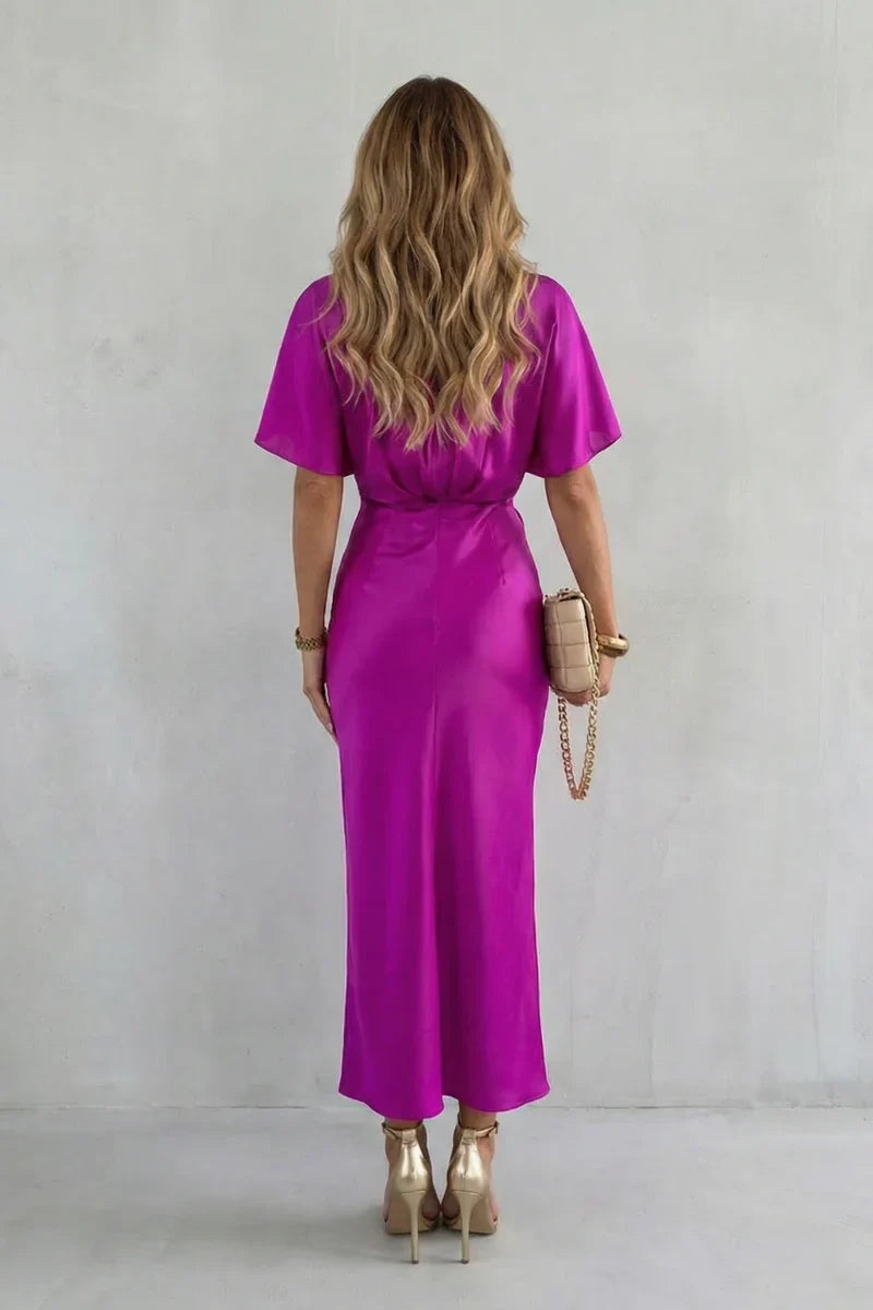 V-neck cross-junction, for after-work and evening events – Fitted women's long dress