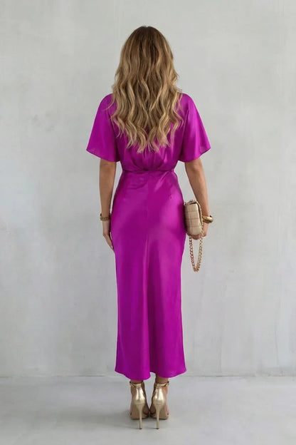 V-neck cross-junction, for after-work and evening events – Fitted women's long dress