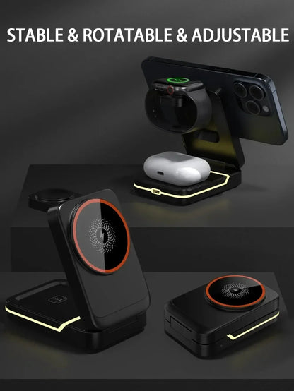 iPhone 12-16, Apple Watch, AirPods, USB-C, 15W 2026 – Foldable magnetic wireless charger