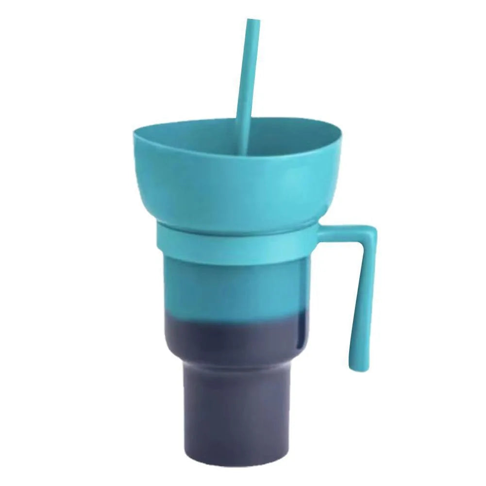 Snack2025 Edition Cup 2 In 1 Snack Bowl Tumbler Splash Proof Leakproof Popcorn Stadium Cup Movie Night Fall
