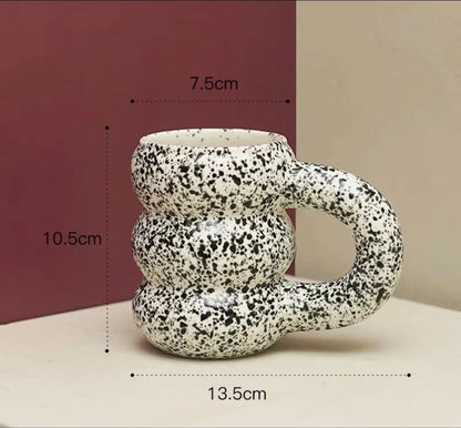 Ceramic Mug Comfort-Grip Handgrip Sculptural Scandinavian Coffee Cup Fall 2025, Oversized Handle Cozy Gift