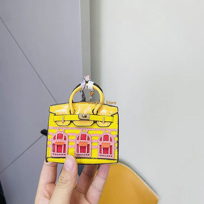 Inspired Birkin Mini Hand Bag - Platinum Bag Charm