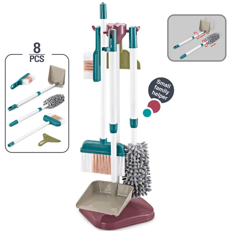 Kids Pretend Play Cleaning Kit - Broom & Vacuum Toy for Boys and Girls, 23-Piece Sanitation Fun