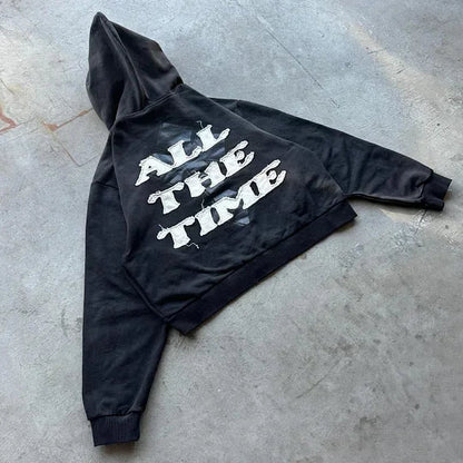 Unisex Oversized Zip-Up Hoodie - Boxy Cut, Knit, Street