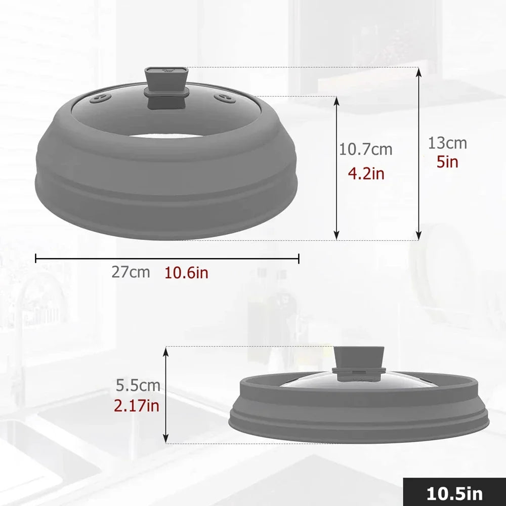 Microwave Splatter Cover 10.5 Inch Foldable Silicone Plate Cover Kitchen Essential Fall 2025 Steam Venting Simple Clean