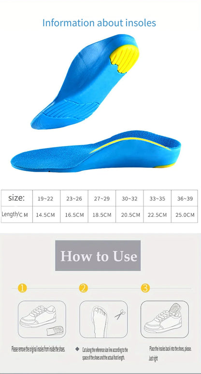 Orthotic Kids Insoles High Arch Support Sports Comfort Plantar Fascia Insole