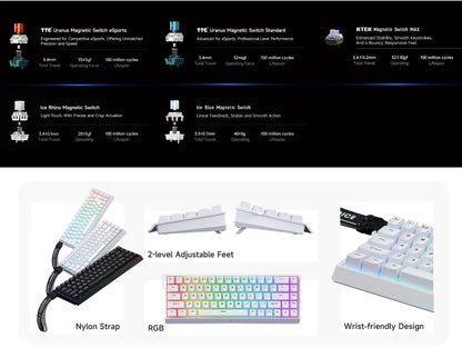 Effect Hall 68 Key Magnetic Gaming Keyboard Topographic RGB