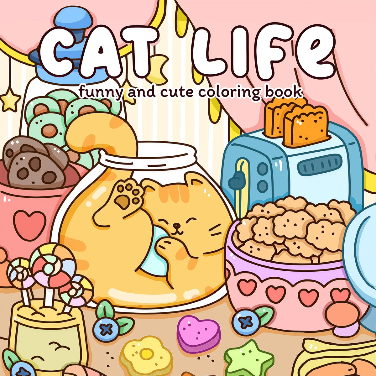 Coloring Book Bold-Simple Patterns Cat Life Fall 2025 Gift Relaxation And Stress Relief