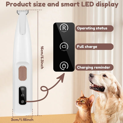 18mm Wide Blade LED Display Pet Grooming Clipper 2026 – Water-Resistant Dog Paw Trimmer with LED Light
