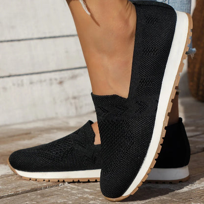 Color Solid Casual Flats Slip-On Mesh Breathable Round Toe Shoes Women's