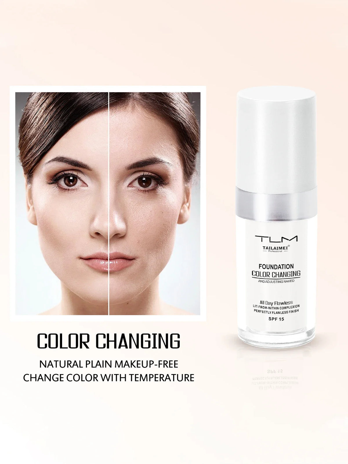Color-Changing Liquid Foundation with SPF - Long-Lasting Water-Resistant Oil-Control Sunscreen Cream 30ml