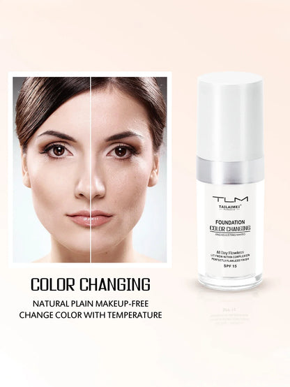 Color-Changing Liquid Foundation with SPF - Long-Lasting Water-Resistant Oil-Control Sunscreen Cream 30ml