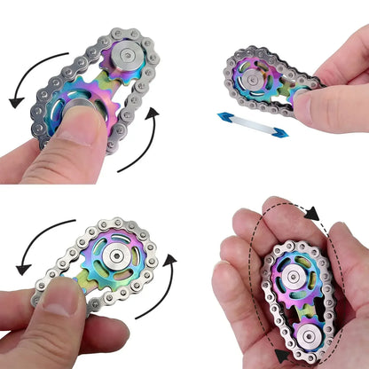 Spinner Fidget Metal Chain Gear EDC Rainbow Focus Toy
