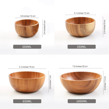 Wooden Acacia Bowl Japanese Style Salad Bowl Ramadan