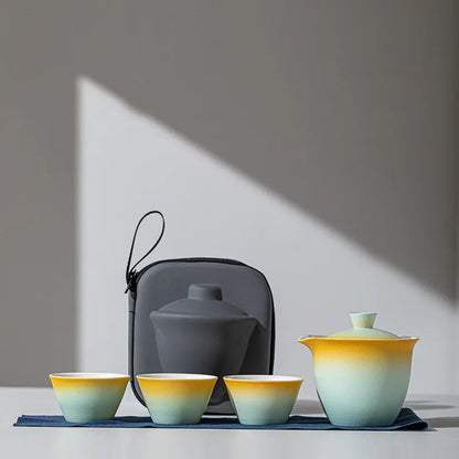 Travel-Friendly Ceramic Travel Tea Kit With Case Gift Kit