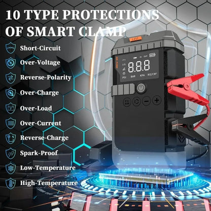 Car2025 Edition Jump Starter With Air Pump 3000A Peak Digital Tire Inflator 150 PSI Travel-Friendly Power Bank Fall
