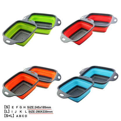 Silicone2026 Edition Folding Drain Basket 2-In-1 Collapsible Colander For Fruits And Vegetables Space-Saving Kitchen Device Fall