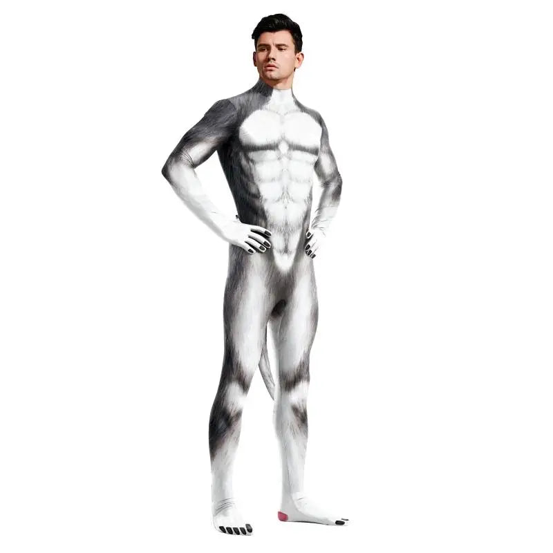 Costume Husky Bodysuit Unisex Couple Halloween Party