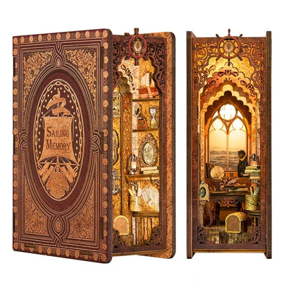 Book DIY Nook Kit Wooden Miniature Shelf Insert Roombox Dollhouse Model Holiday 2025 Cozy Library Gift